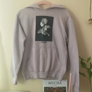 Cute and comfy Amore Rose graphic hoodie in lavender